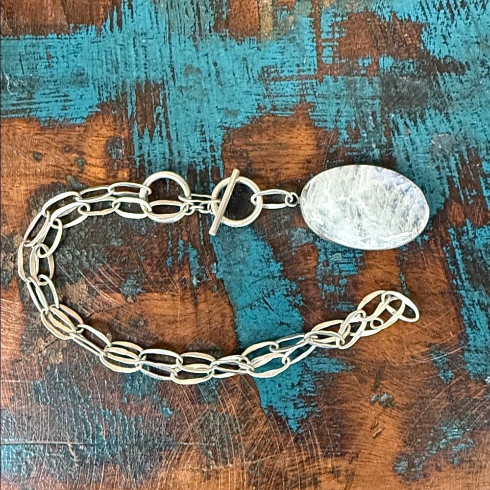 Sundance chunky silver chain with large moonstone pendant. New with tags.